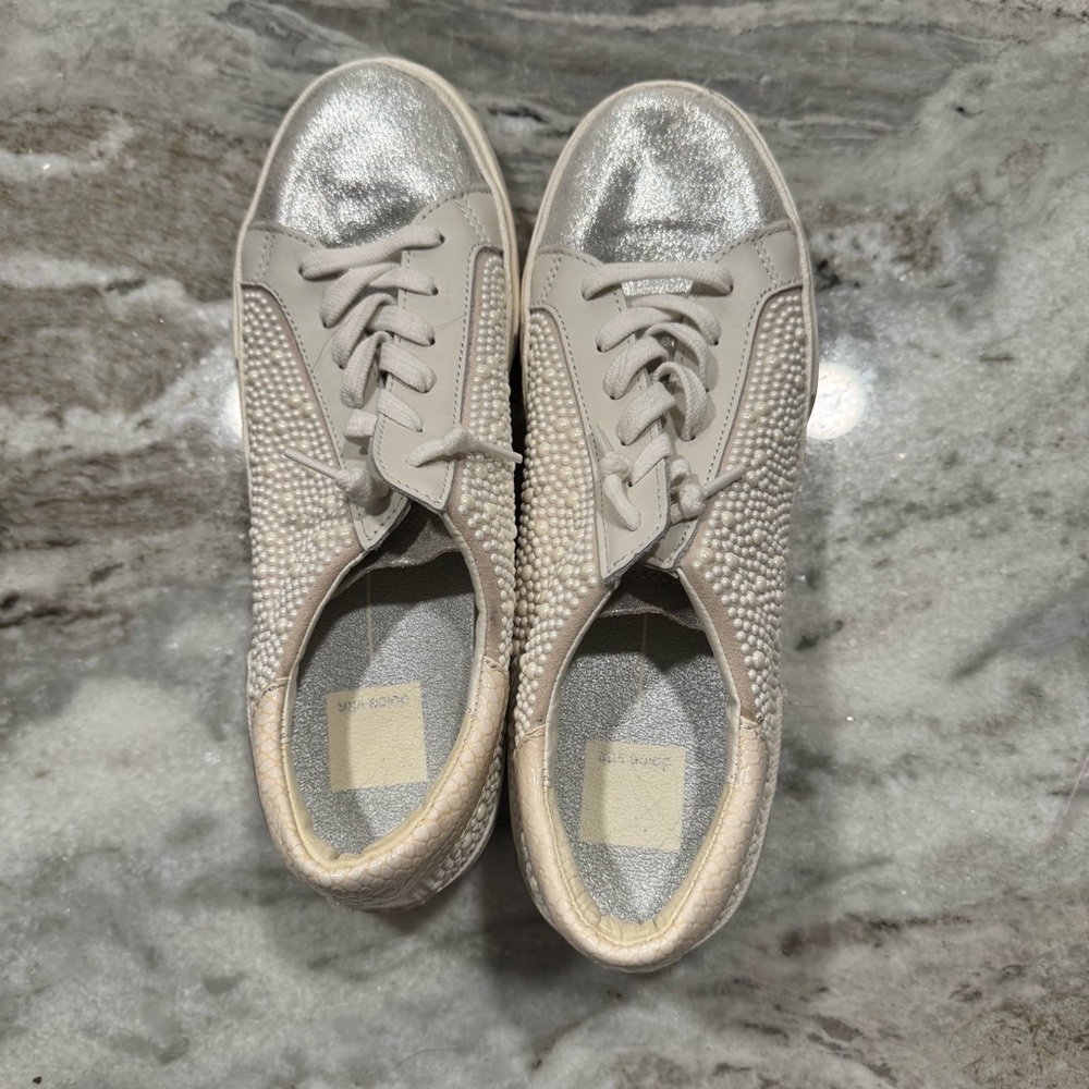 Dolce Vita Silver and Cream Sneakers
